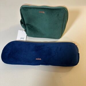 BOTH items included! Mine Green and Blue Velvet Cosmetic and Hair Tools Bags